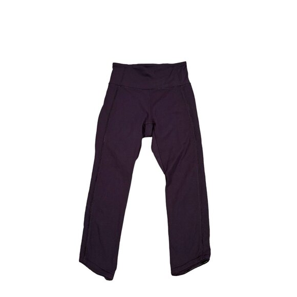 Lululemon Deep Breath Sz 4 Black Cherry Capri Crop Leggings 9.5'' Rise - Picture 2 of 7